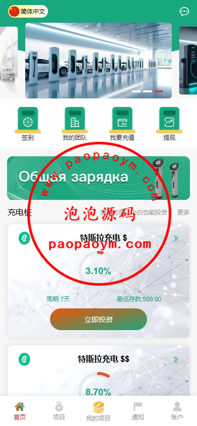 新UI新能源充电桩投资系统/海外投资理财/前端VUE