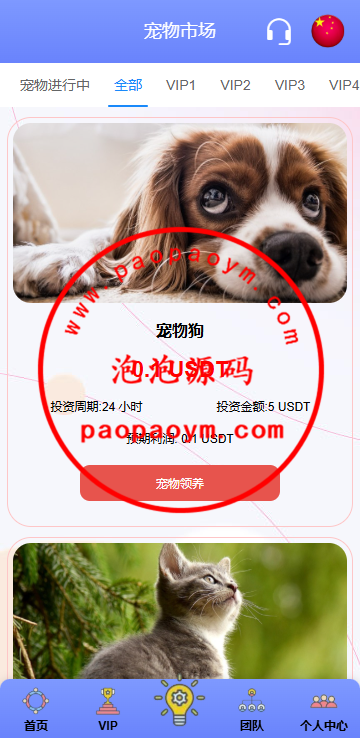 海外宠物投资理财系统/多语言投资源码/前端VUE